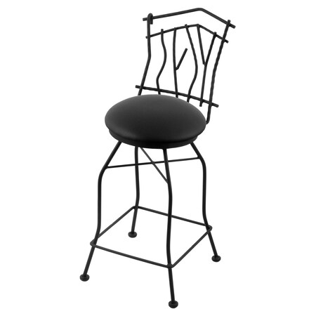 Holland Bar Stool Co 30" Swivel Bar Stool, Black Wrinkle, Black Vinyl Seat 301030BWBlkVinyl